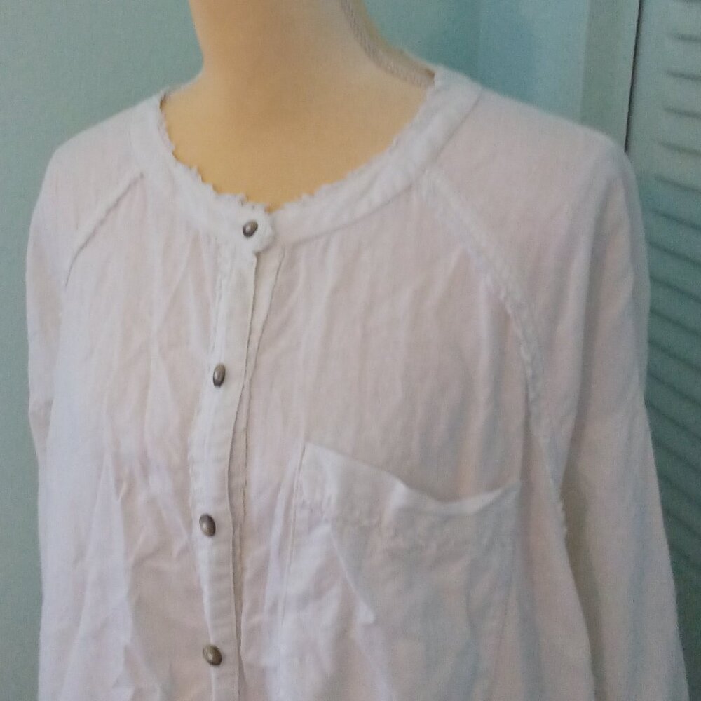 We The Free Keep It Simple Button Up Linen Shirt … - image 3